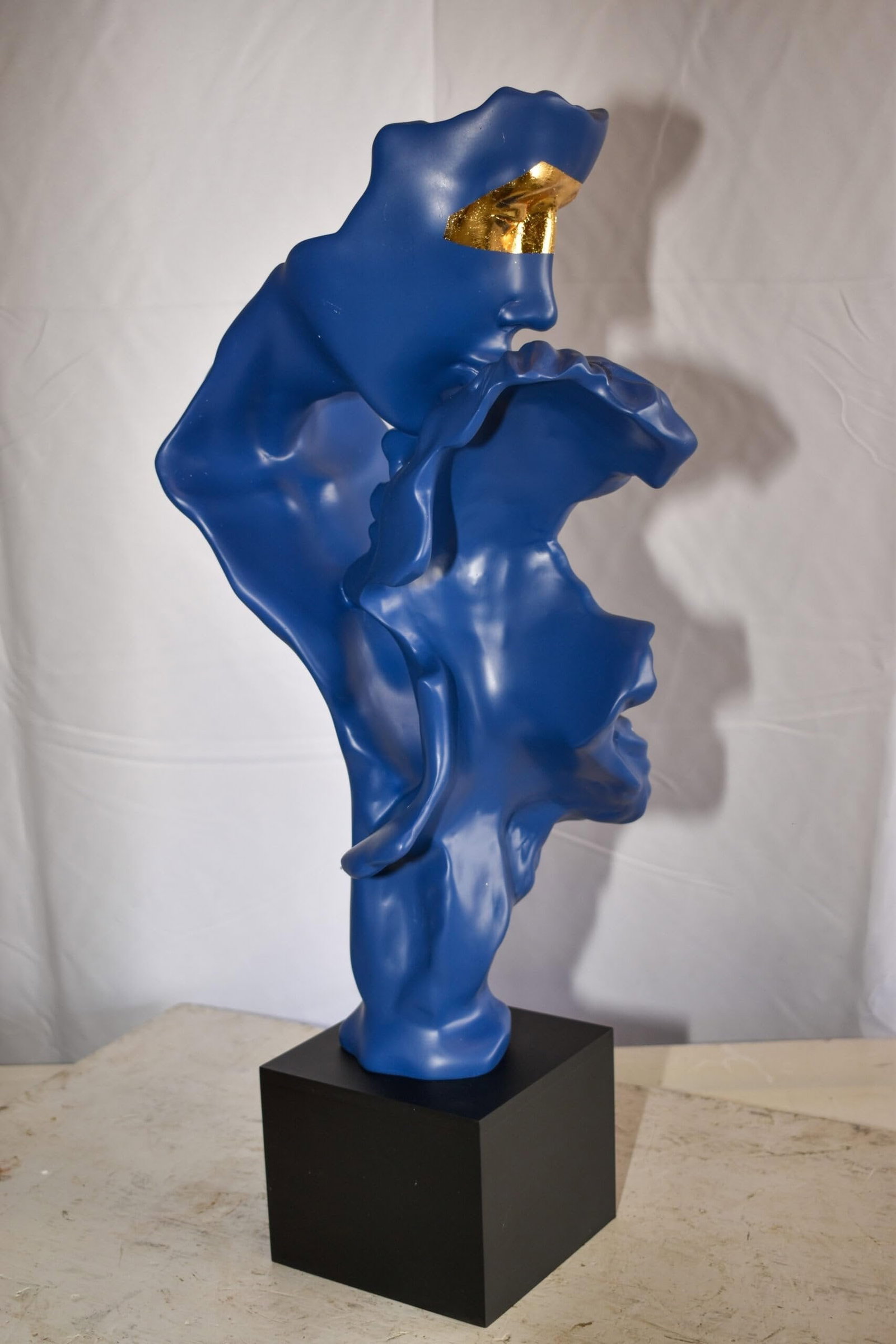 Abstract Modern Lovers Blue Resin Statue 12" x 8" x 26"H - 10
