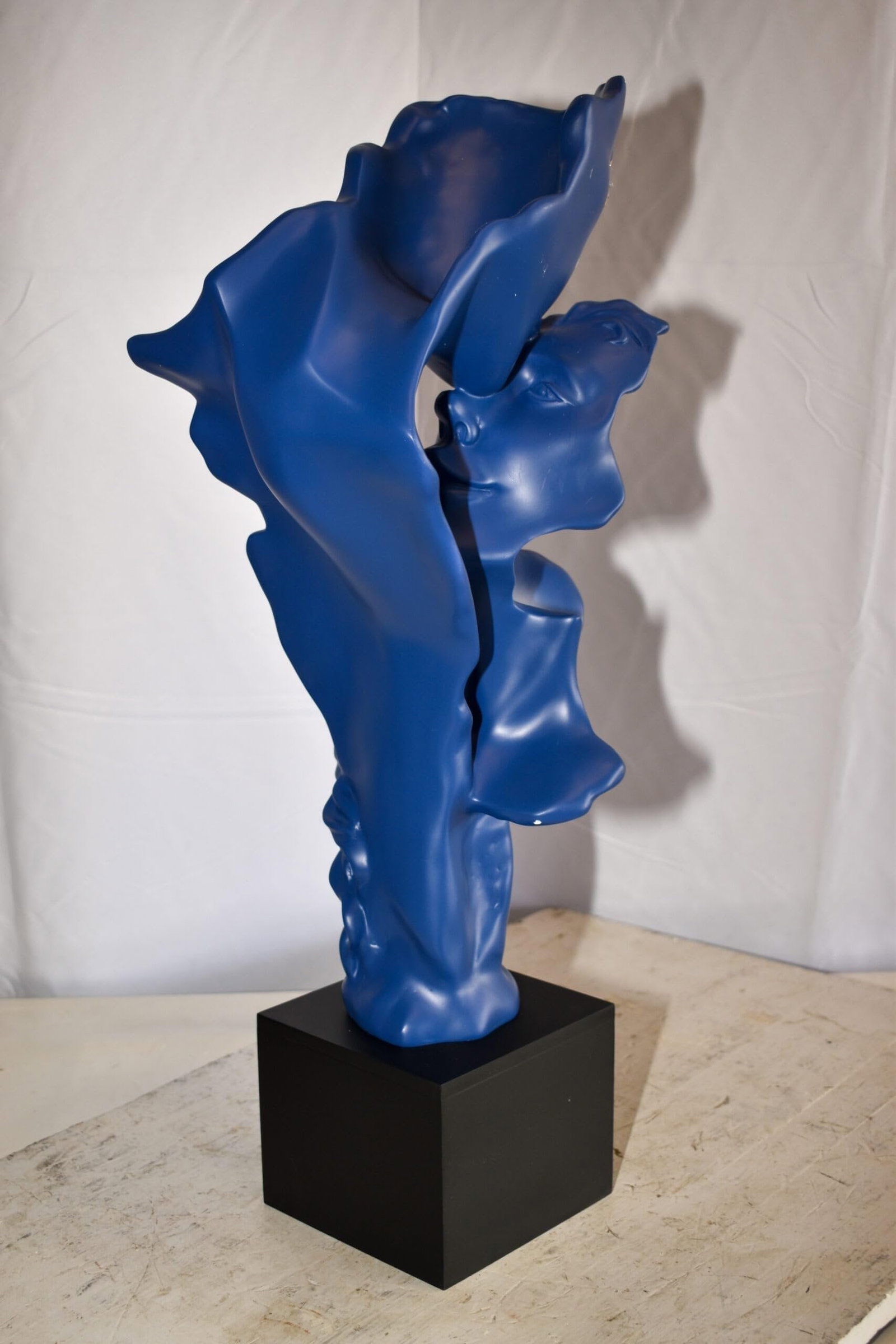 Abstract Modern Lovers Blue Resin Statue 12" x 8" x 26"H - 8
