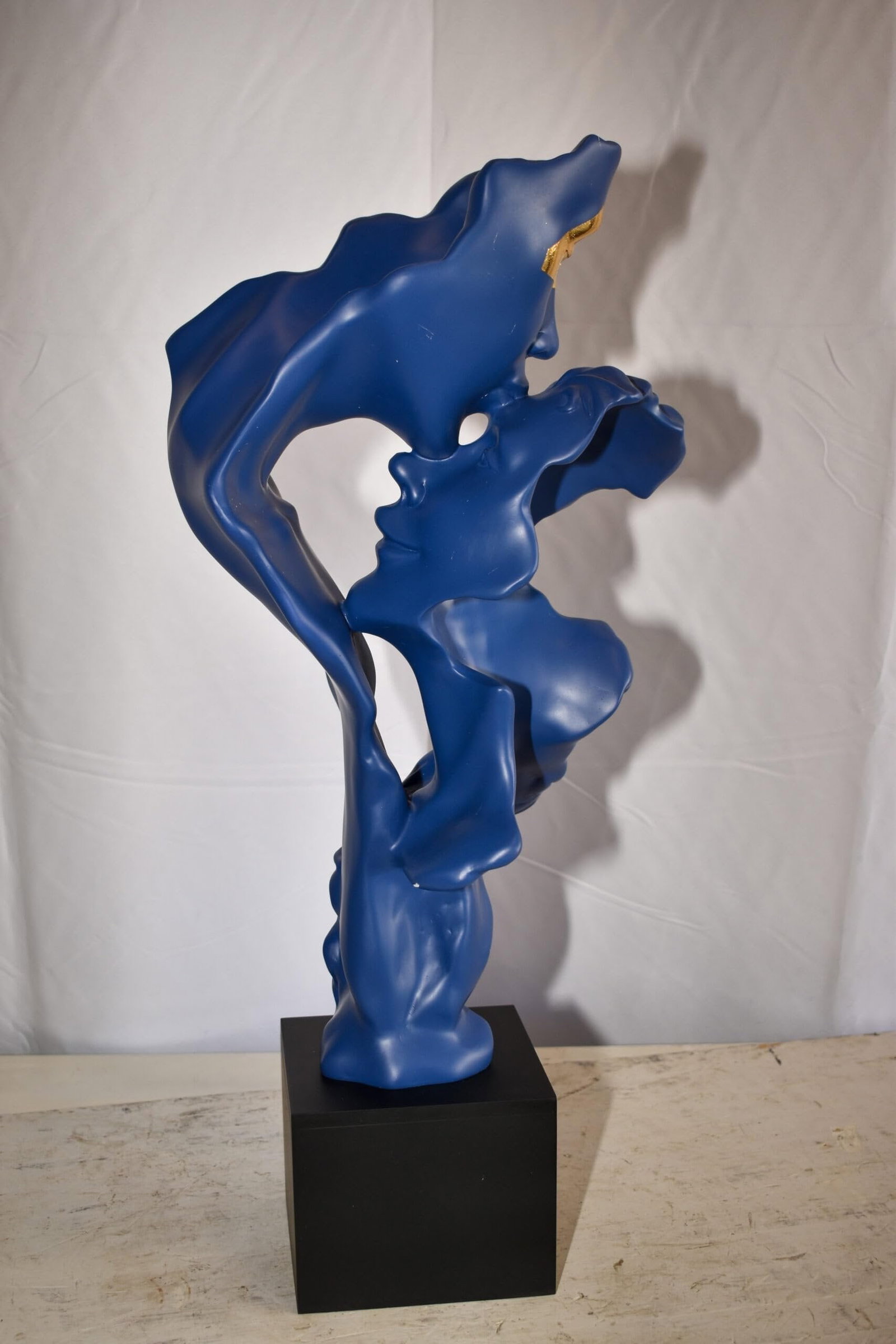 Abstract Modern Lovers Blue Resin Statue 12" x 8" x 26"H - 9