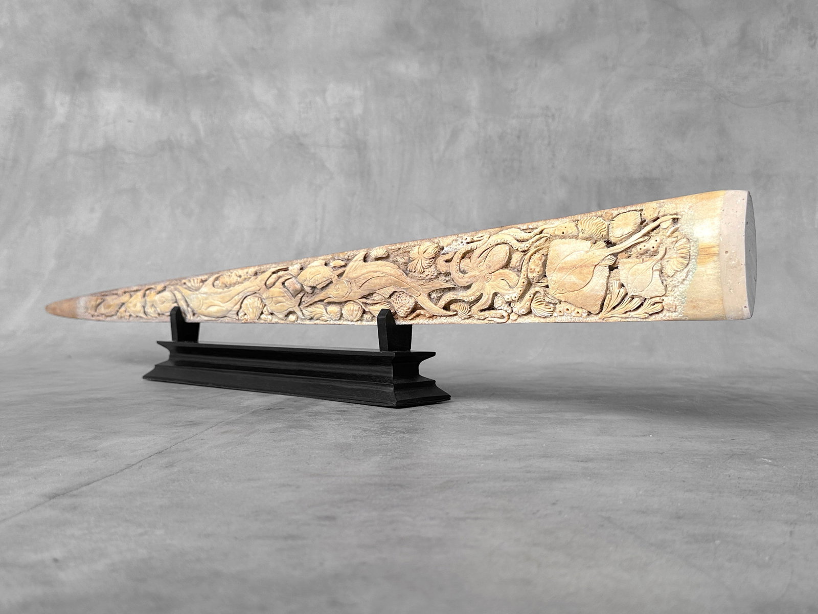 Wonderful engraved Swordfish rostrum - Marine motif - 4