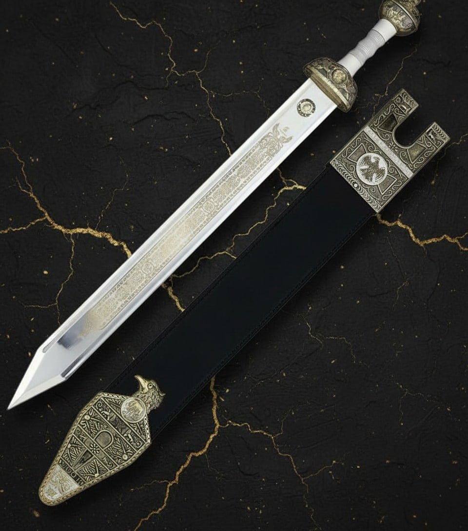 Decorative Gladiator Sword Stainless Steel Blade Wood Metal Handle Replica (1 of 5)