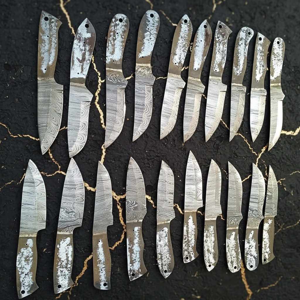 20 Piece Damascus Steel Skinner Blade Set Handmade 8" Knife Blanks Custom - 2