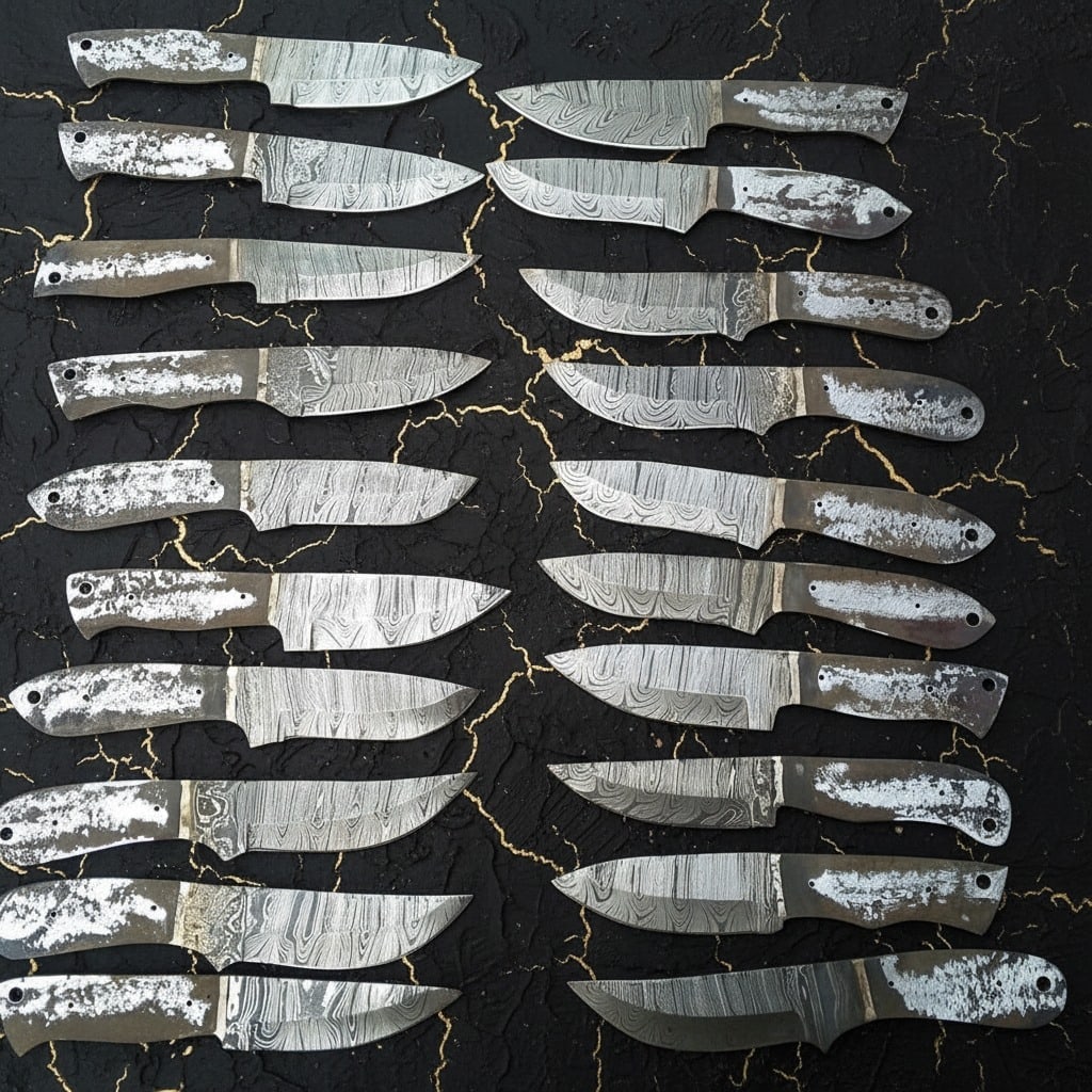 20 Piece Damascus Steel Skinner Blade Set Handmade 8" Knife Blanks Custom - 3
