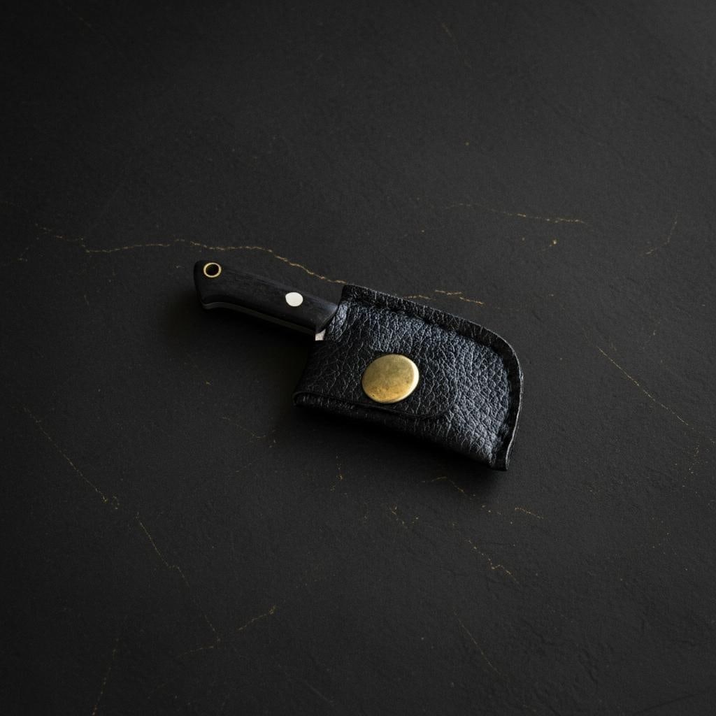 Miniature Cleaver Knife Tiny Fixed Blade with Wood Handles & Leather Sheath New - 4