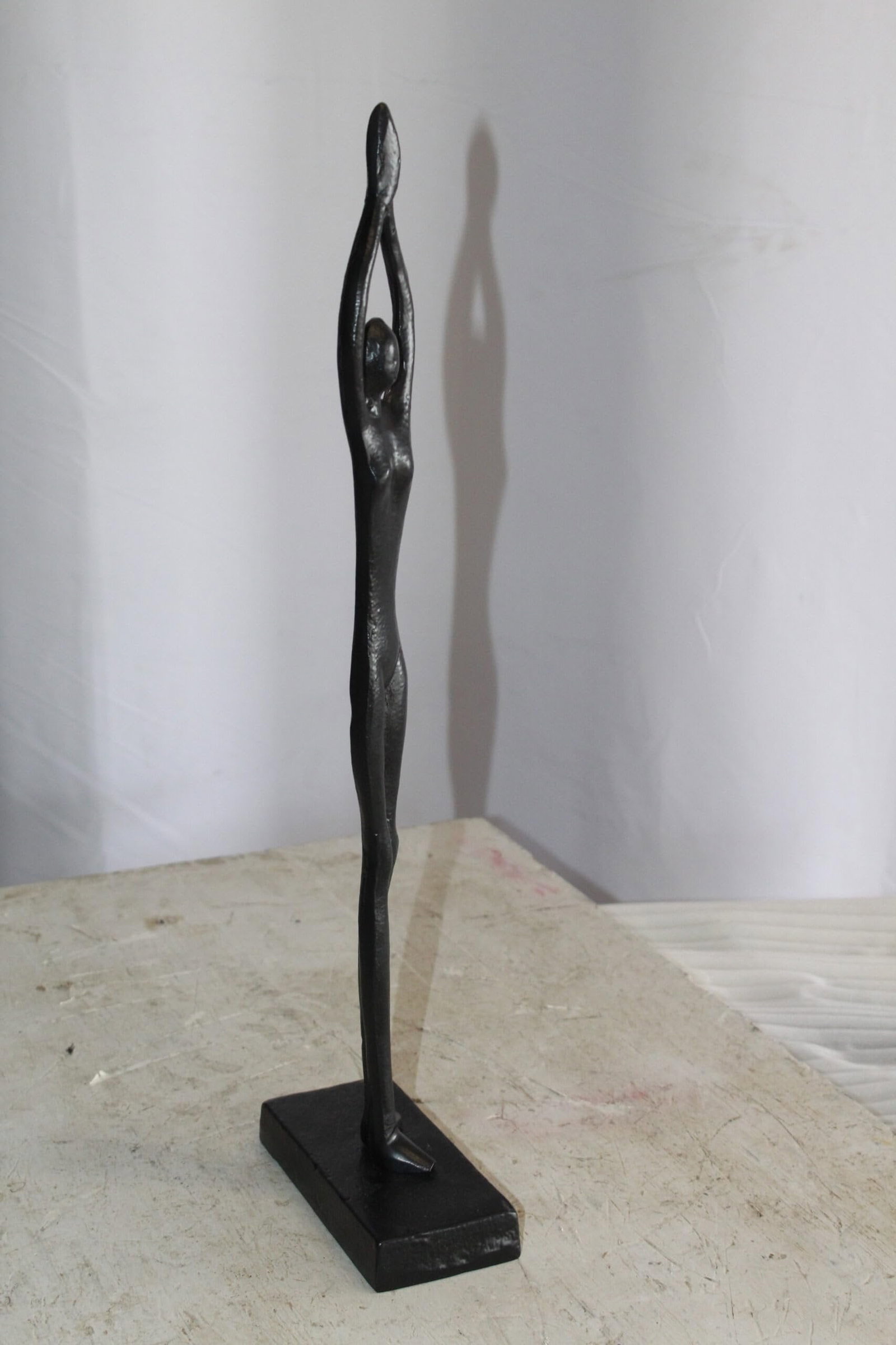Black Aluminum Yoga Girl Statue Serenity in Tree Top Pose 6" x 3" x 20"H - 10