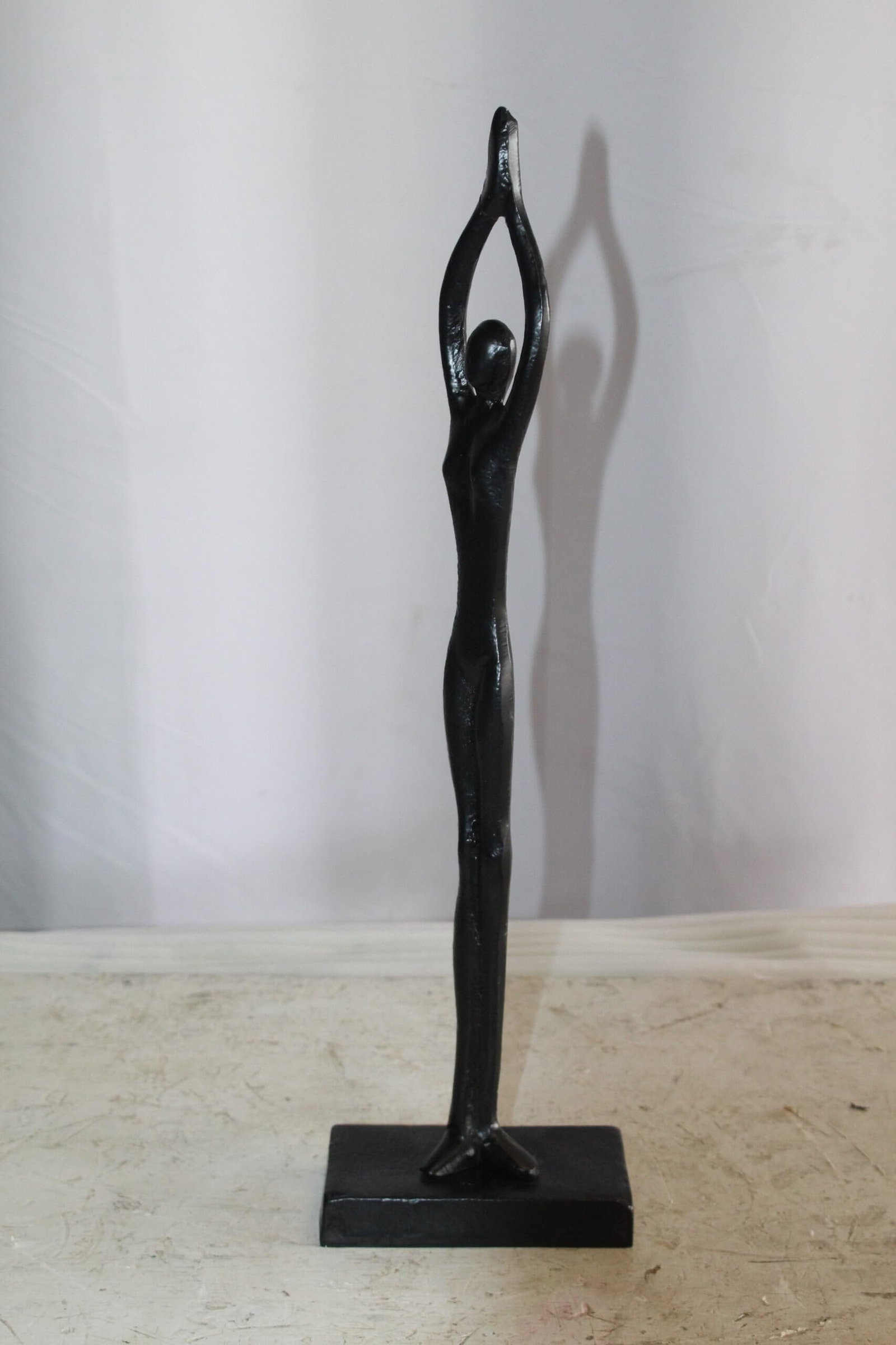 Black Aluminum Yoga Girl Statue Serenity in Tree Top Pose 6" x 3" x 20"H - 4