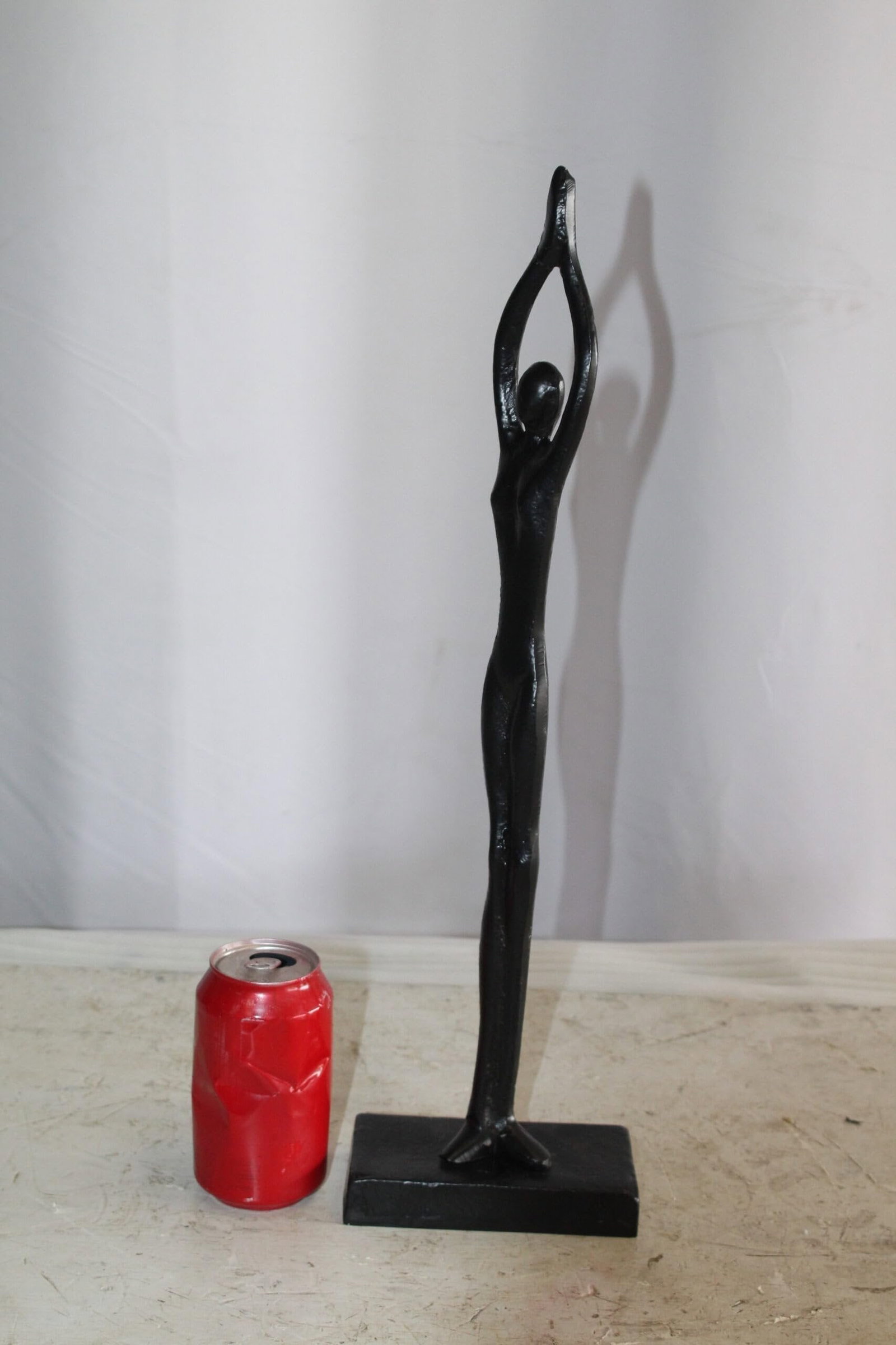 Black Aluminum Yoga Girl Statue Serenity in Tree Top Pose 6" x 3" x 20"H - 5