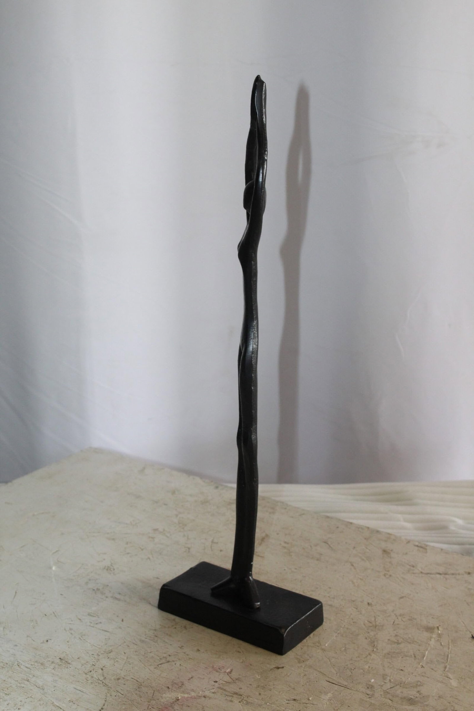 Black Aluminum Yoga Girl Statue Serenity in Tree Top Pose 6" x 3" x 20"H - 6