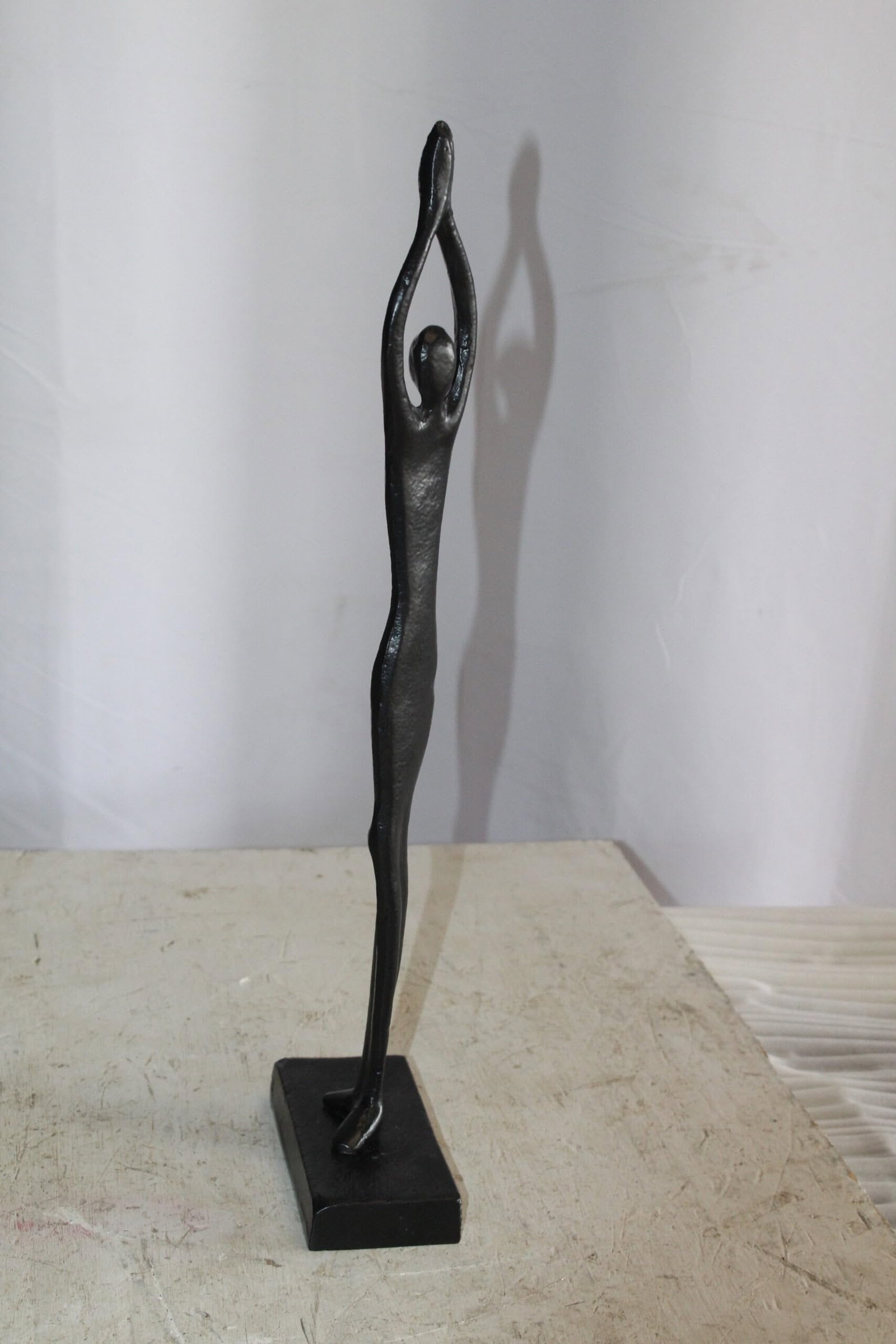 Black Aluminum Yoga Girl Statue Serenity in Tree Top Pose 6" x 3" x 20"H - 7