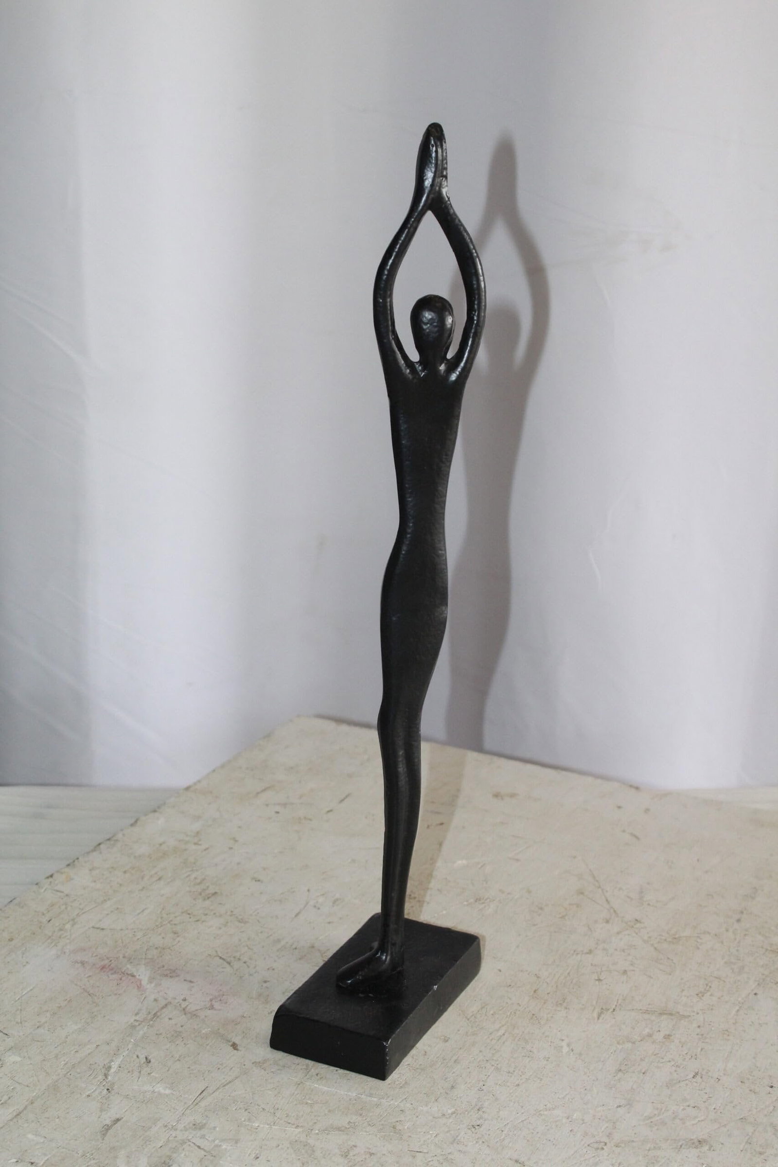 Black Aluminum Yoga Girl Statue Serenity in Tree Top Pose 6" x 3" x 20"H - 8