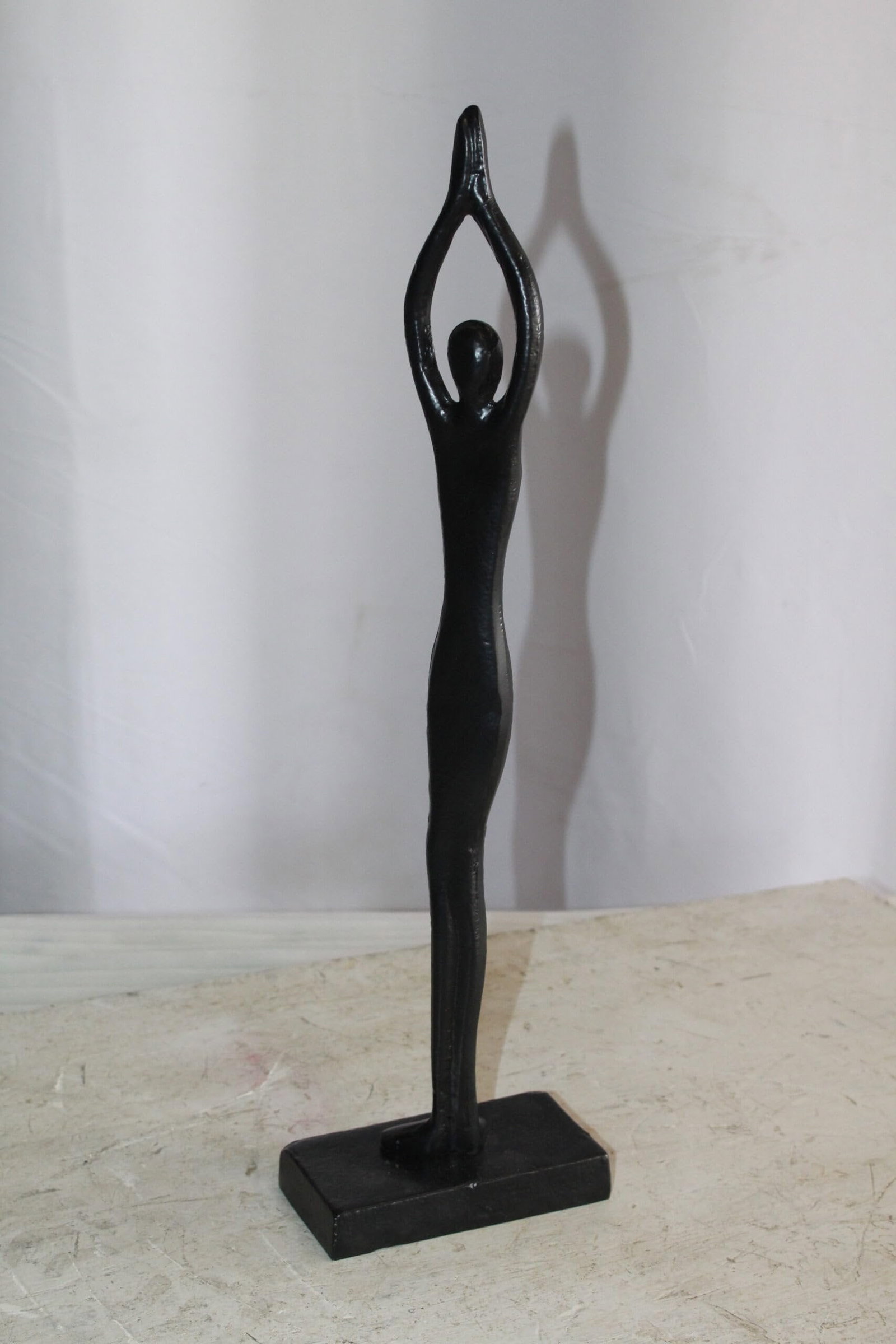Black Aluminum Yoga Girl Statue Serenity in Tree Top Pose 6" x 3" x 20"H - 9