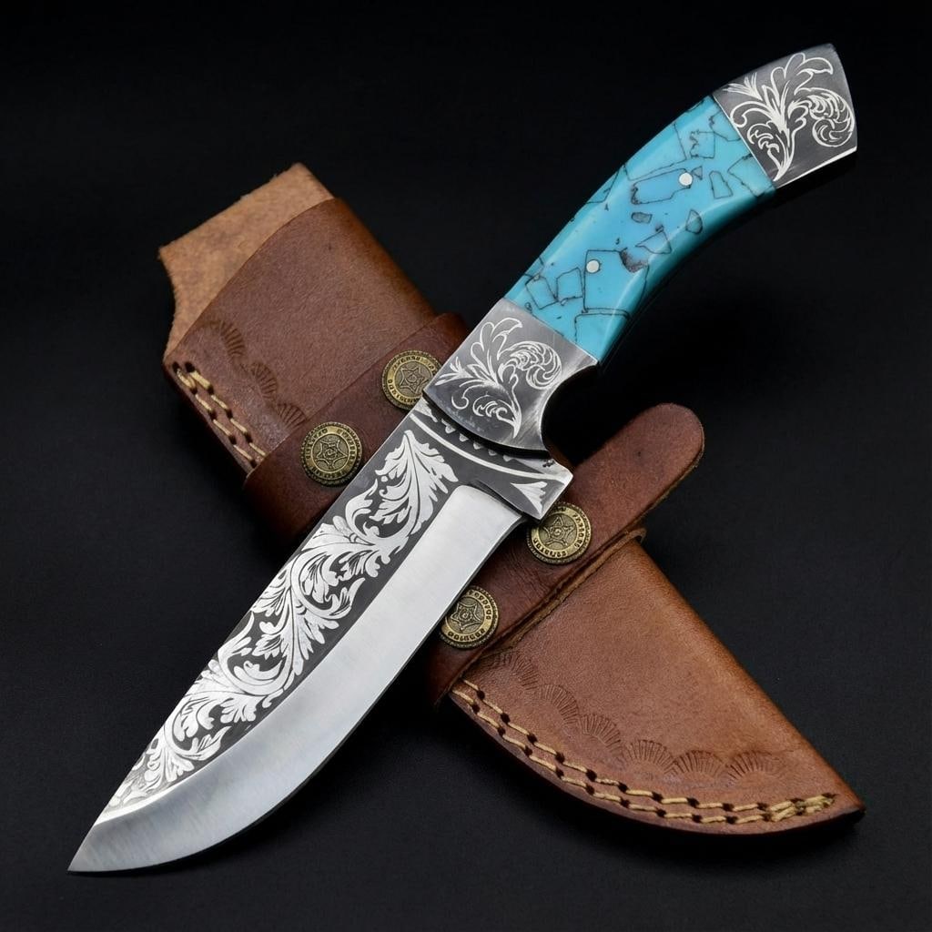Handmade Hunting Knife 10" Carbon Steel Blade for Camping & Tactical Use w/ Sheath (1 of 5)