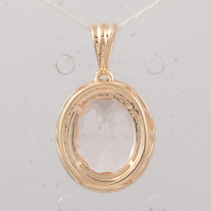 3.31 Ct Oval Morganite 9K Gold Pendant - 2