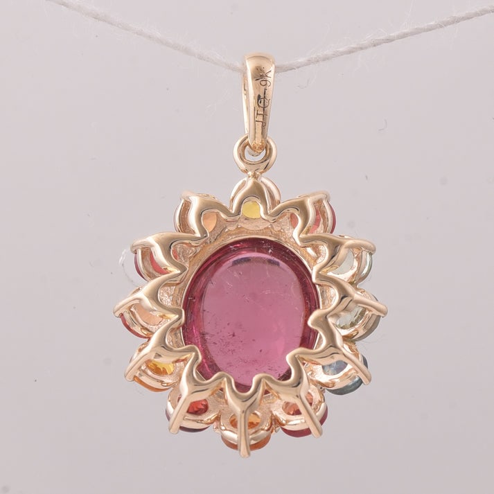 5.62 Ct Oval Tourmaline 9K Gold Pendant - 2