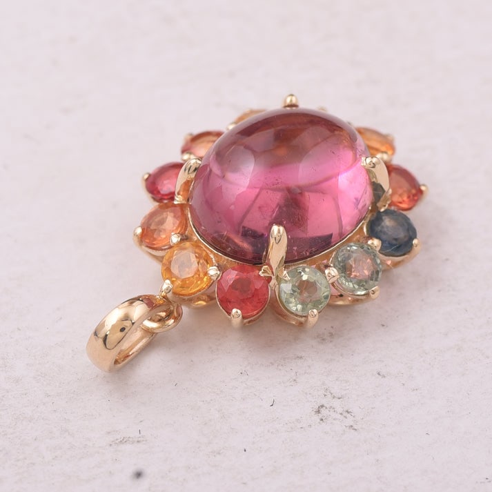 5.62 Ct Oval Tourmaline 9K Gold Pendant - 4