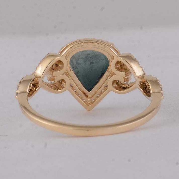 1.84 Ct Pear Tourmaline 9K Gold Ring - 3