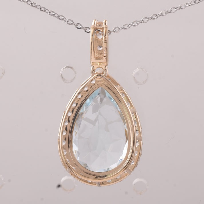 5.49 Ct Pear Aquamarine 9K Gold Pendant - 2