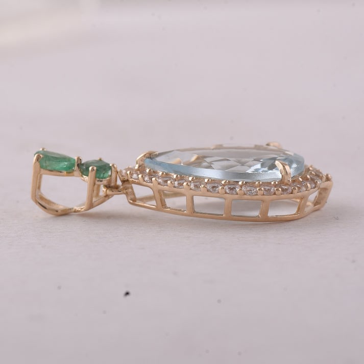 4.59 Ct Pear Aquamarine 9K Gold Pendant - 3