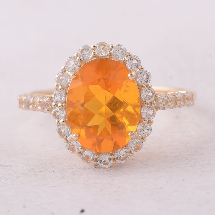 2.47 Ct Oval Fire Opal 9K Gold Ring (1 of 5)