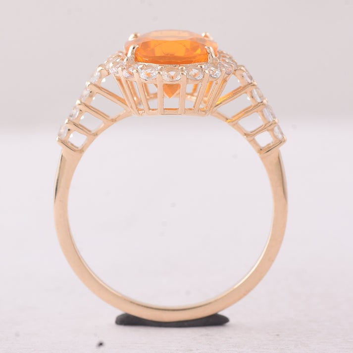 2.47 Ct Oval Fire Opal 9K Gold Ring - 3