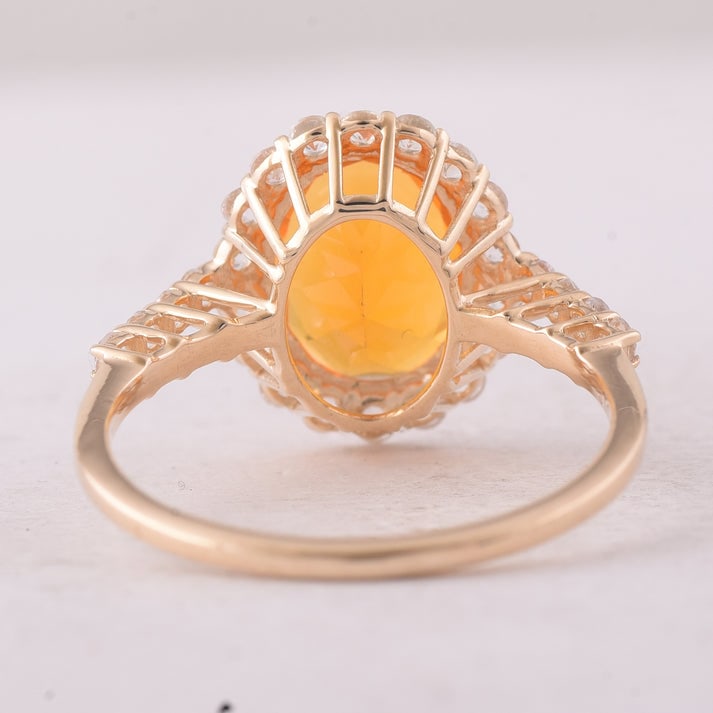 2.47 Ct Oval Fire Opal 9K Gold Ring - 4