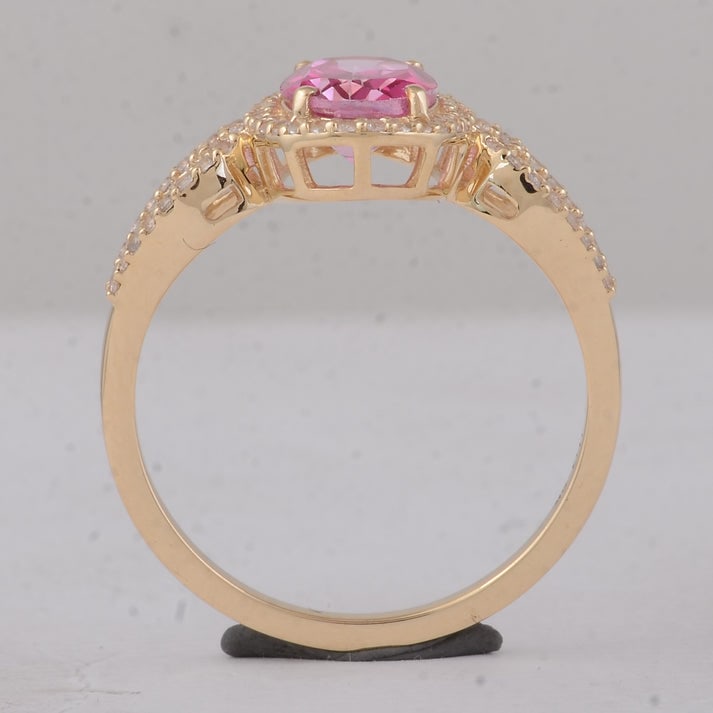 1.65 Ct Oval Pink Topaz 9K Gold Ring - 3