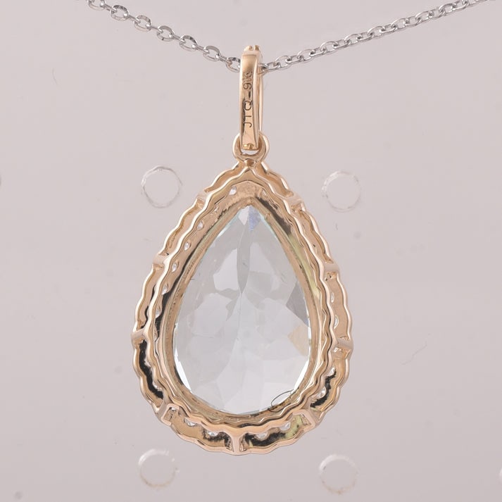5.47 Ct Pear Aquamarine 9K Gold Pendant - 2
