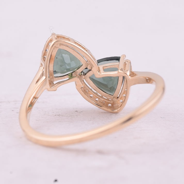 1.55 Ct Trillion Tourmaline 9K Gold Ring - 3