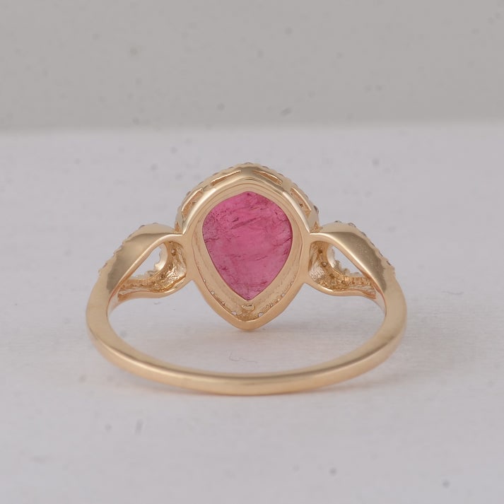 1.99 Ct Fancy Cab Pink Tourmaline 9K Gold Ring - 3