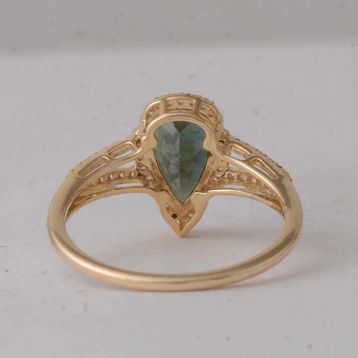 1.55 Ct Pear Tourmaline 9K Gold Ring - 4