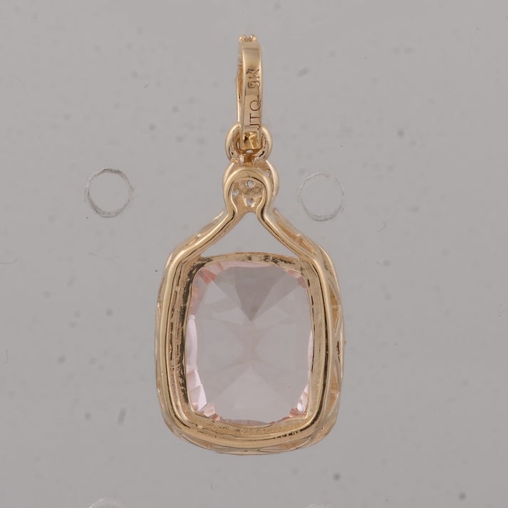 3.16 Ct Cushion Morganite 9K Gold Pendant - 2