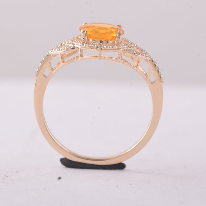 1.03 Ct Round Br.Opal 9K Gold Ring - 3