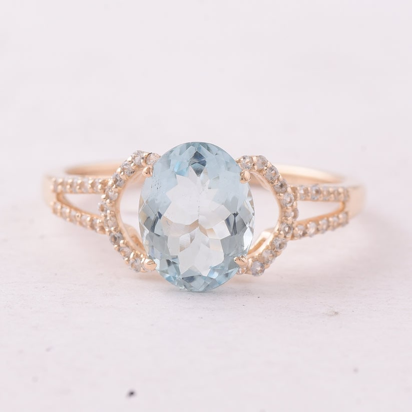 1.59 Ct Oval Aquamarine 9K Gold Ring (1 of 4)