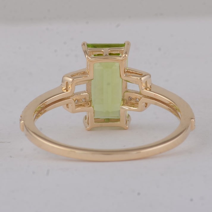 1.96 Ct Baguette Peridot 9K Gold Ring - 4