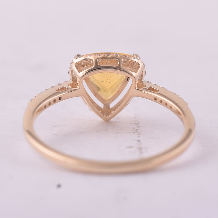 0.77 Ct Trillion Br.Fire Opal 9K Gold Ring - 3