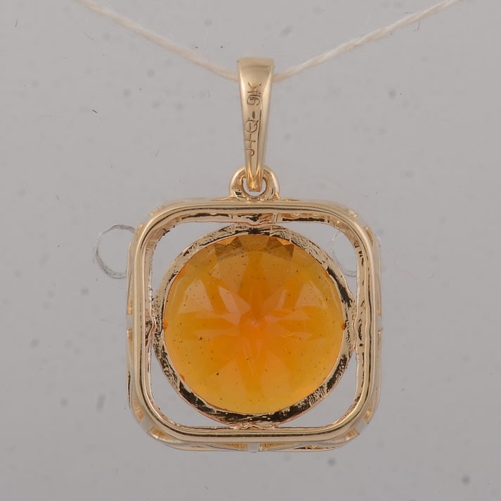 2.59 Ct Round Fire Opal 9K Gold Pendant - 2