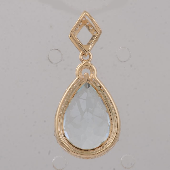 3.64 Ct Pear Aquamarine 9K Gold Pendant - 4