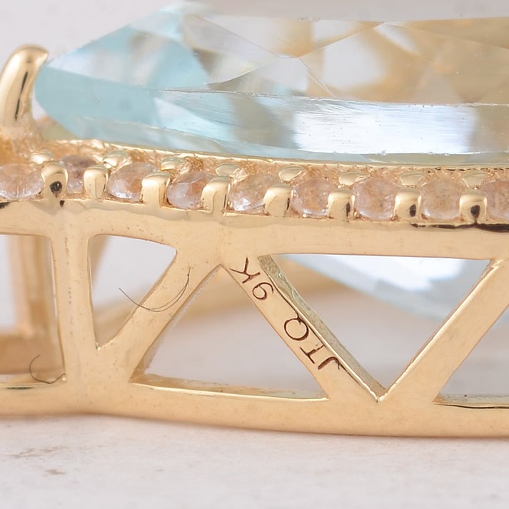 3.64 Ct Pear Aquamarine 9K Gold Pendant - 5