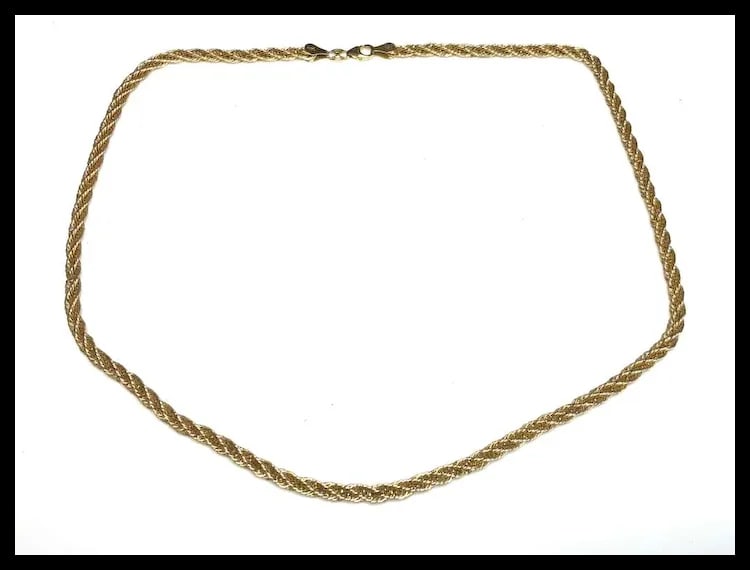 Estate 14k Gold Rope Chain Necklace EG Peru 18 inches - 4
