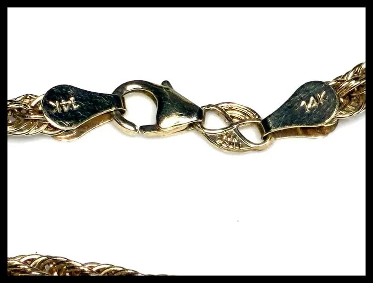 Estate 14k Gold Rope Chain Necklace EG Peru 18 inches - 6