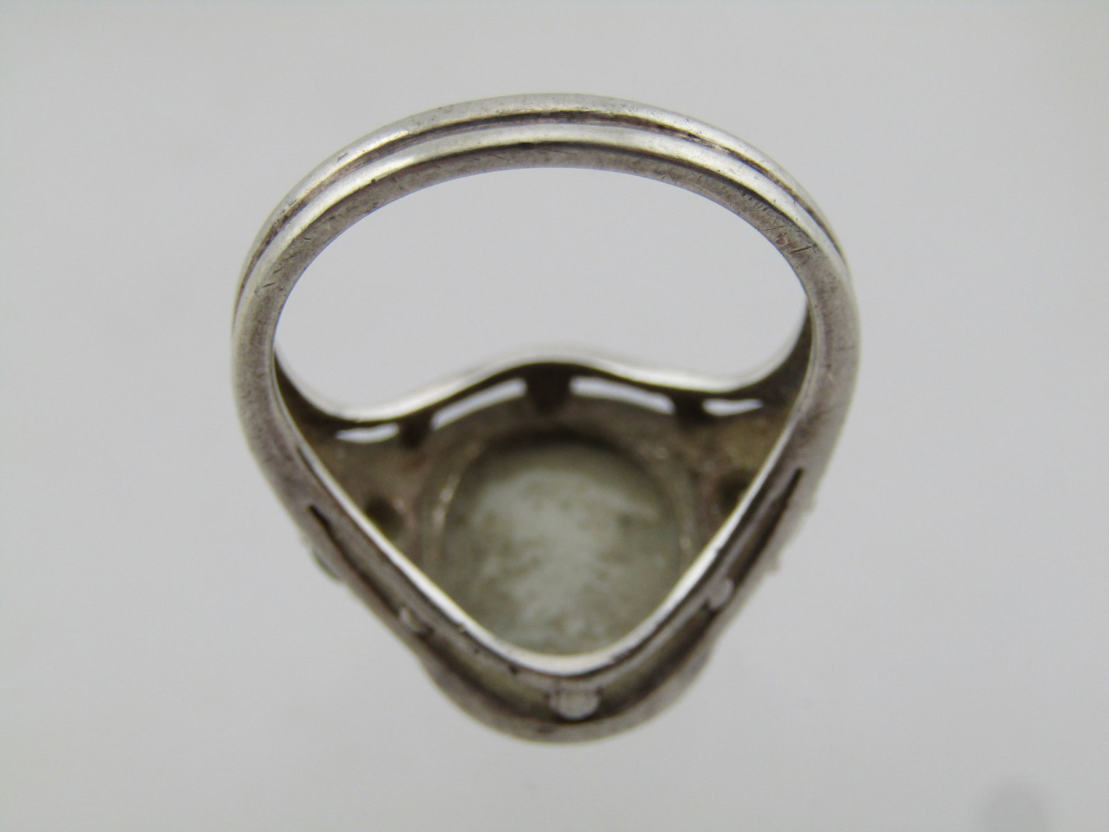 Vintage Sterling Abalone Like & White Topaz Ring, Sz. 7.25, 1970's-1980's, Signed - 4