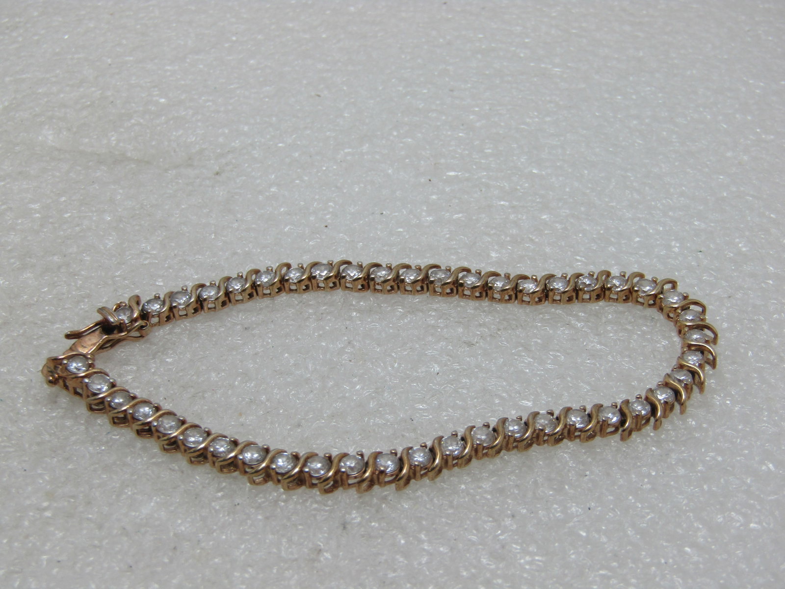 Sterling Gold Vermeil CZ Tennis Bracelet, 7.5", 8+ TCW - 2