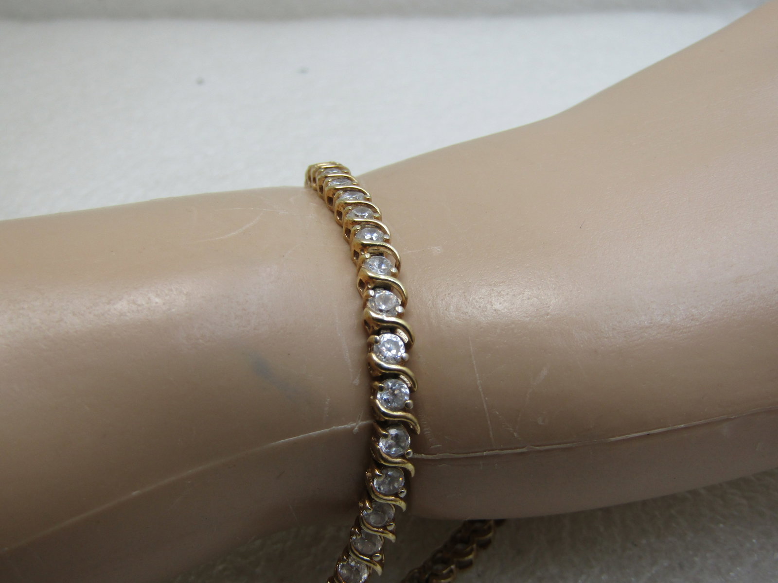 Sterling Gold Vermeil CZ Tennis Bracelet, 7.5", 8+ TCW - 7