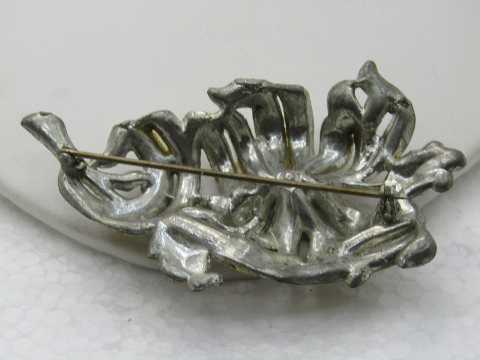 Vintage 1930's Art Deco Rhinestone Brooch, Pot Metal, 3" - 4