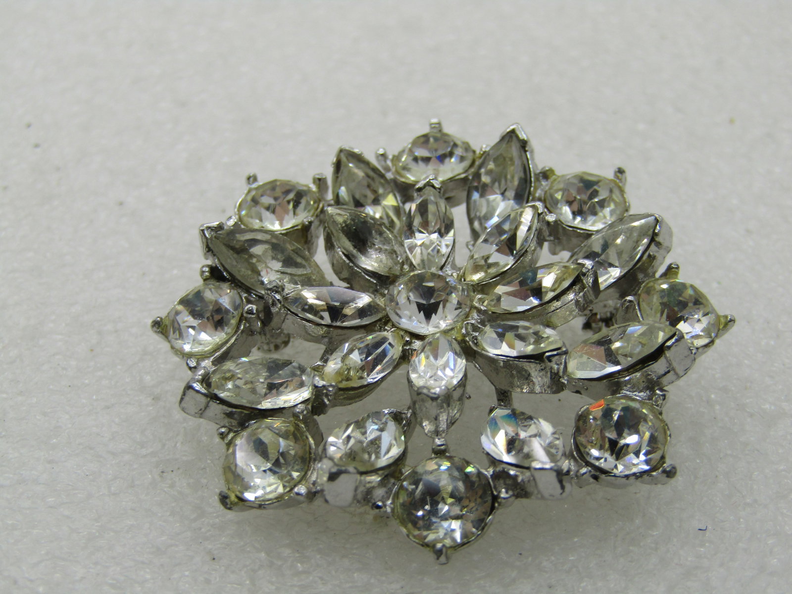 Vintage Clear Rhinestone Blossom Brooch, Art Deco Themed, 1.75" - 4