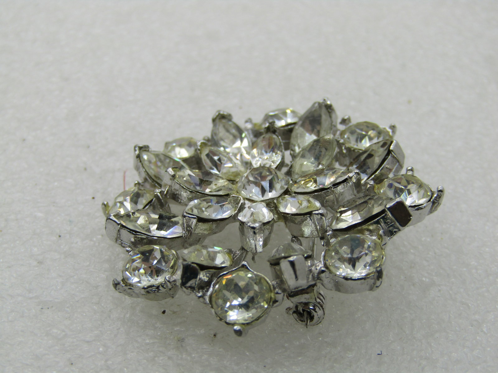 Vintage Clear Rhinestone Blossom Brooch, Art Deco Themed, 1.75" - 5