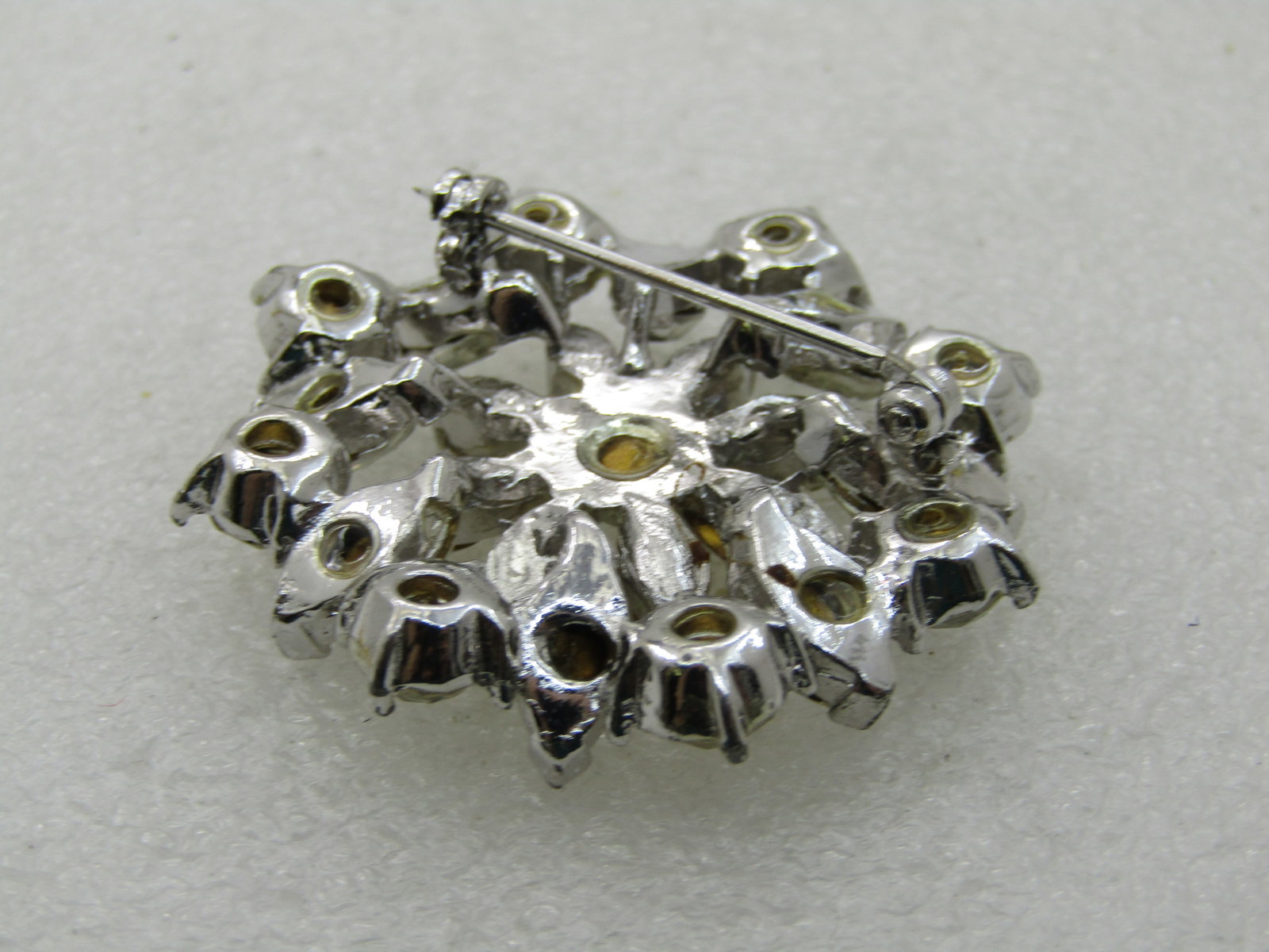 Vintage Clear Rhinestone Blossom Brooch, Art Deco Themed, 1.75" - 6