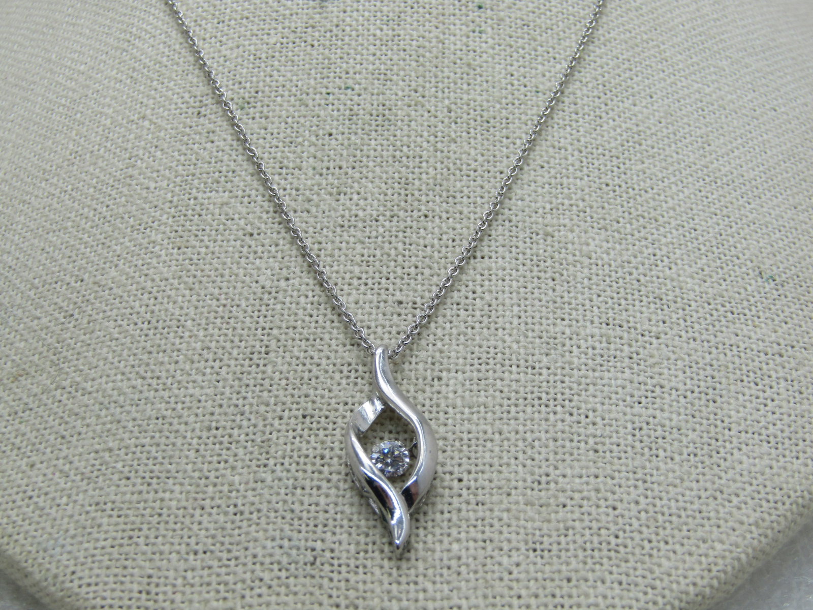 Pivoting CZ Flame Necklace, 18", Silver Tone - 2
