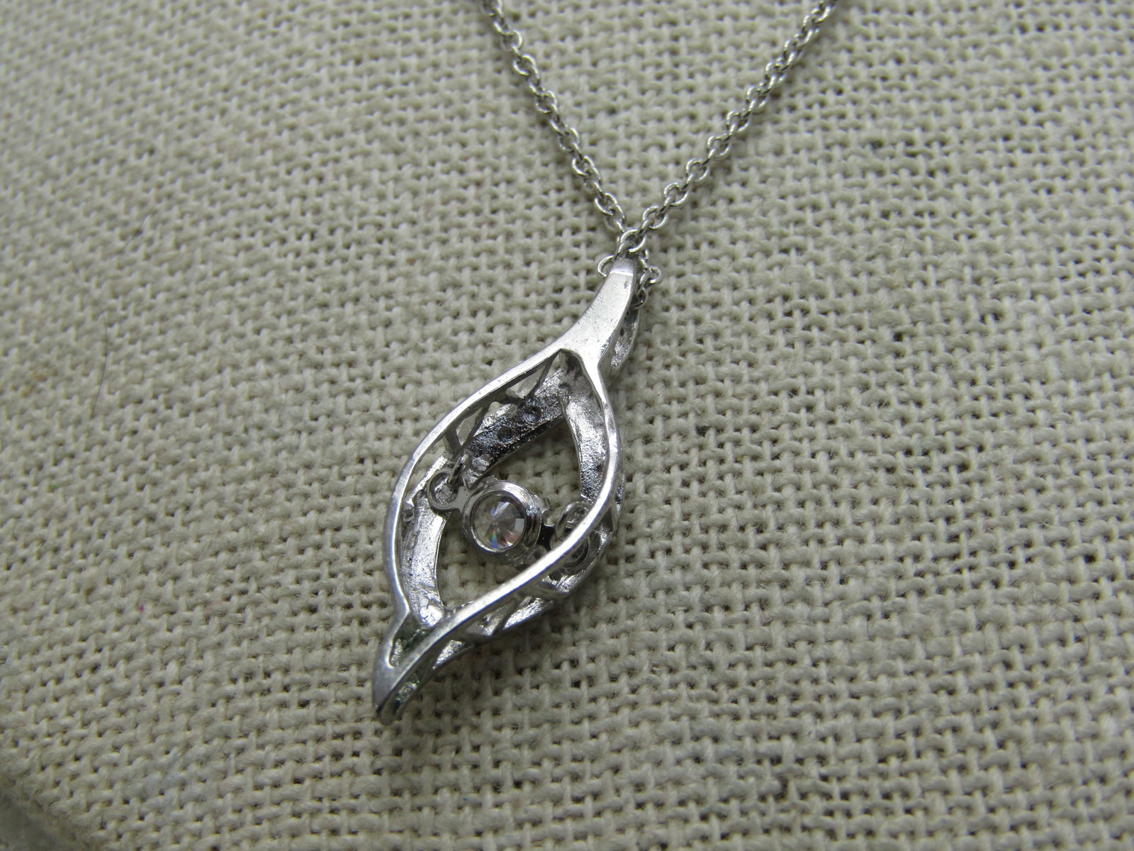 Pivoting CZ Flame Necklace, 18", Silver Tone - 4