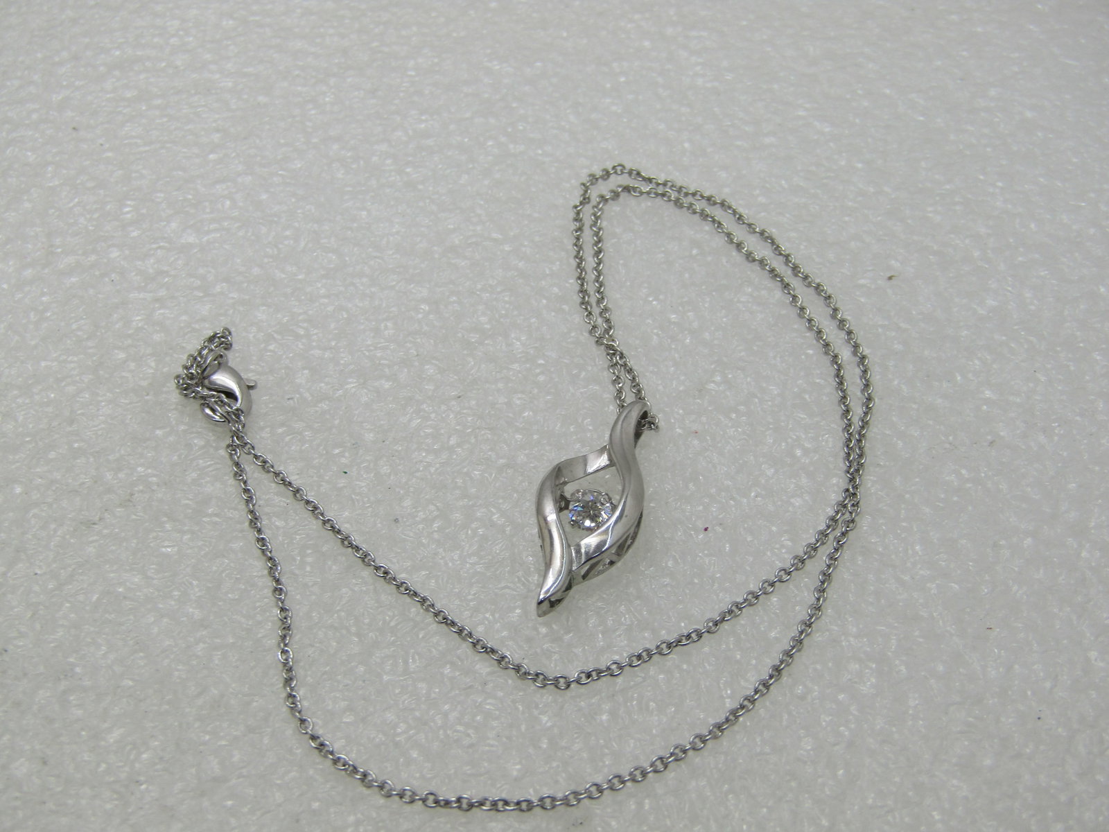 Pivoting CZ Flame Necklace, 18", Silver Tone - 5